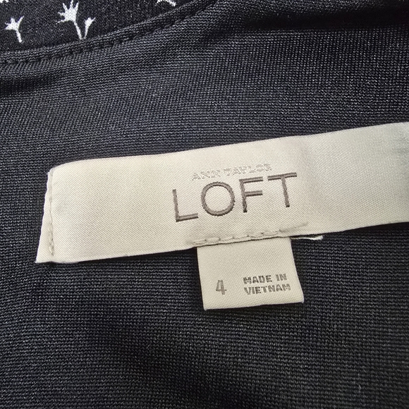 Ann Taylor Loft Black White Dandelion A Line Swing Dress Cocktail Causal Chic 4 - Picture 7 of 11